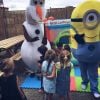 Olaf and Minion at Andi's Roller Disco Party